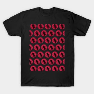 Black pagoda on a red circle with storks pattern T-Shirt